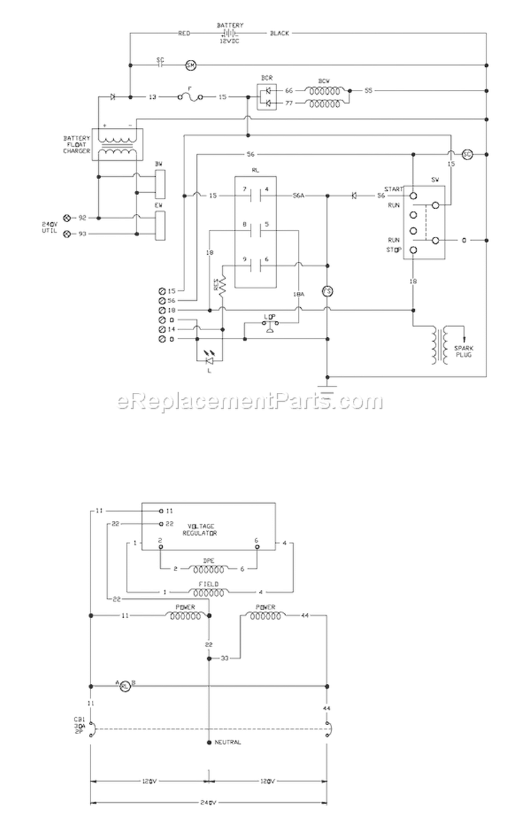 Page E Diagram and Parts List for 040221-0  Briggs and Stratton Generator